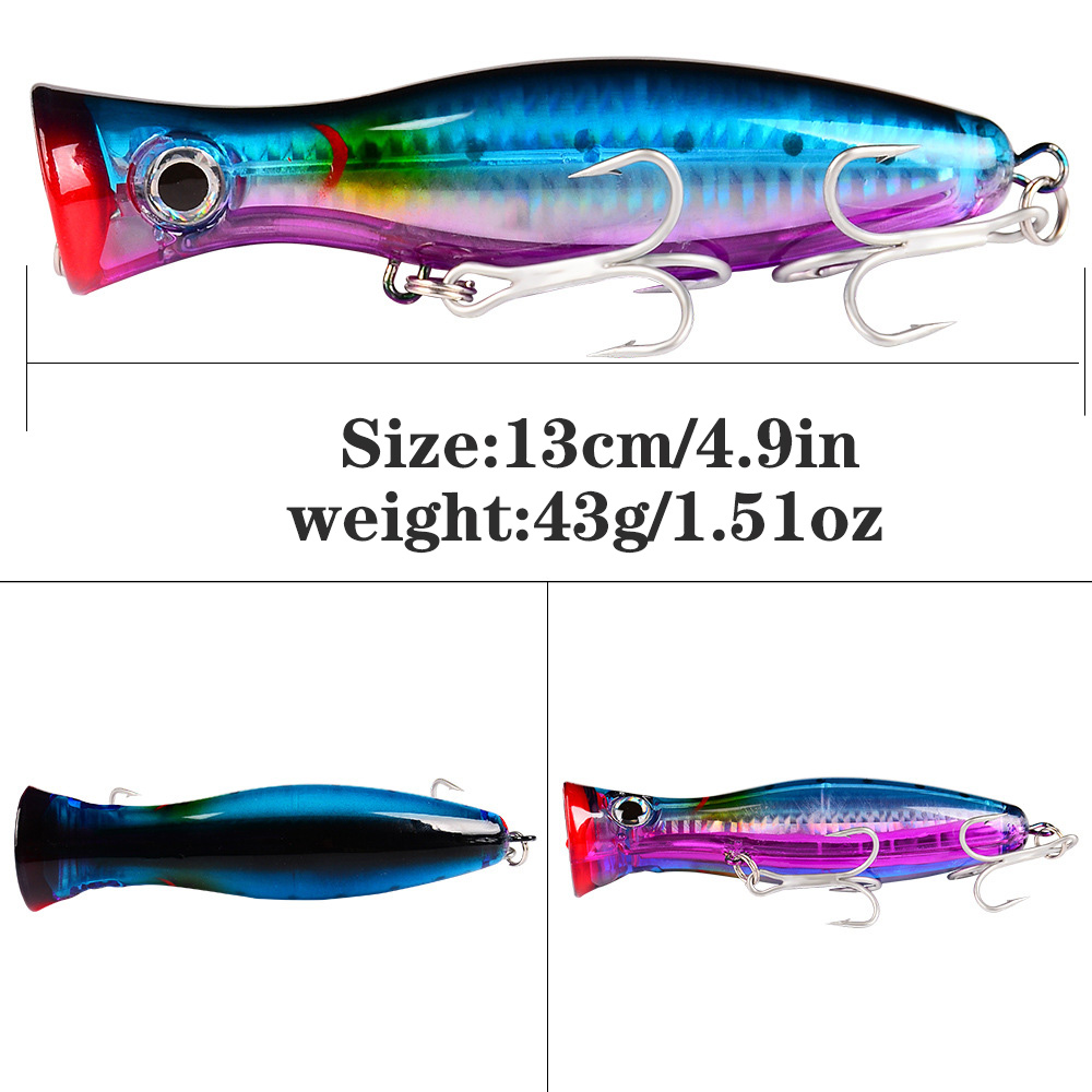PROBEROS 1pc 13cm 43g Popper F - огляд і ціна Fishing Hook Treble