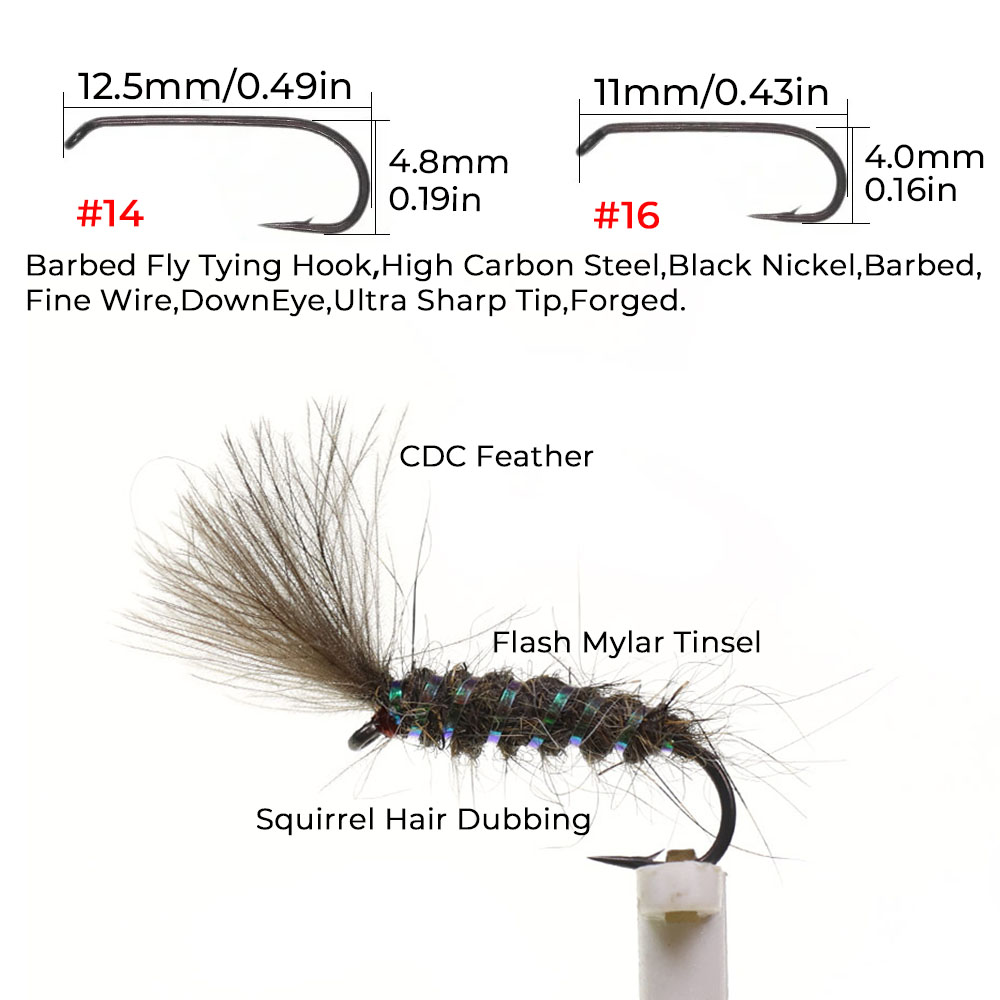 5/6PCS CDC Parachute Dry Fly S - огляд і ціна Fishing Hook Size