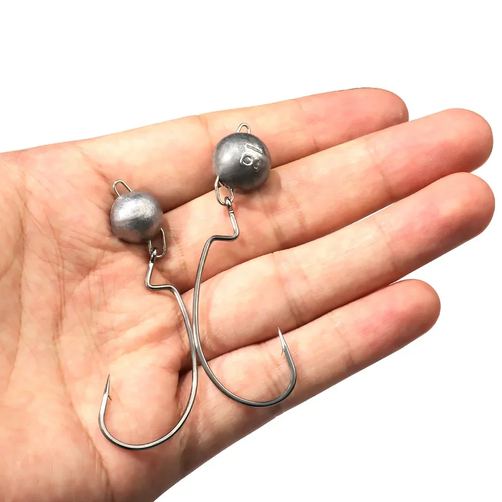 5pcs Metal Jig Head Worm Hooks - огляд і ціна Fishing Hook Weedless